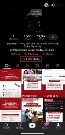 Truy cap TikTok Studio tu ung dung