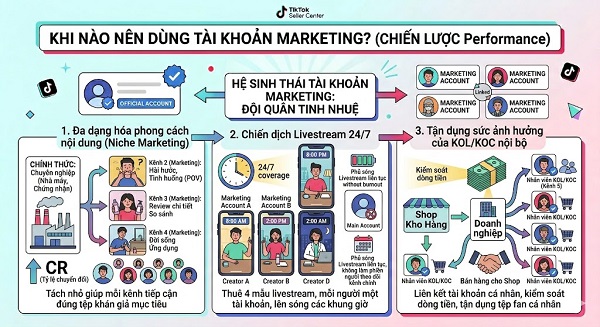 tài khoản chính thức và tài khoản marketing TikTok
