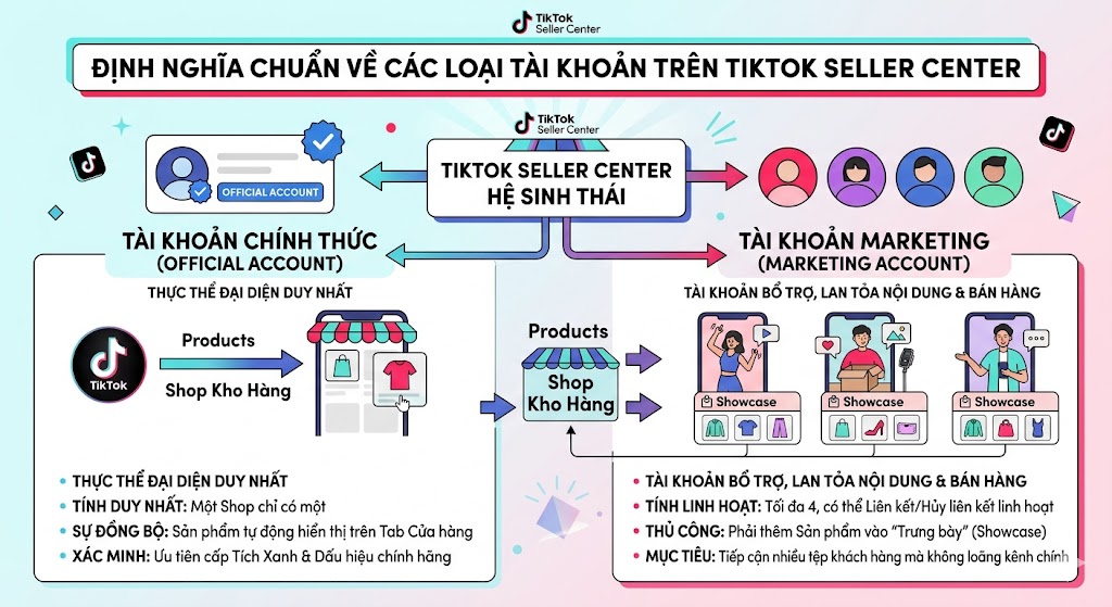 tài khoản chính thức và tài khoản marketing TikTok